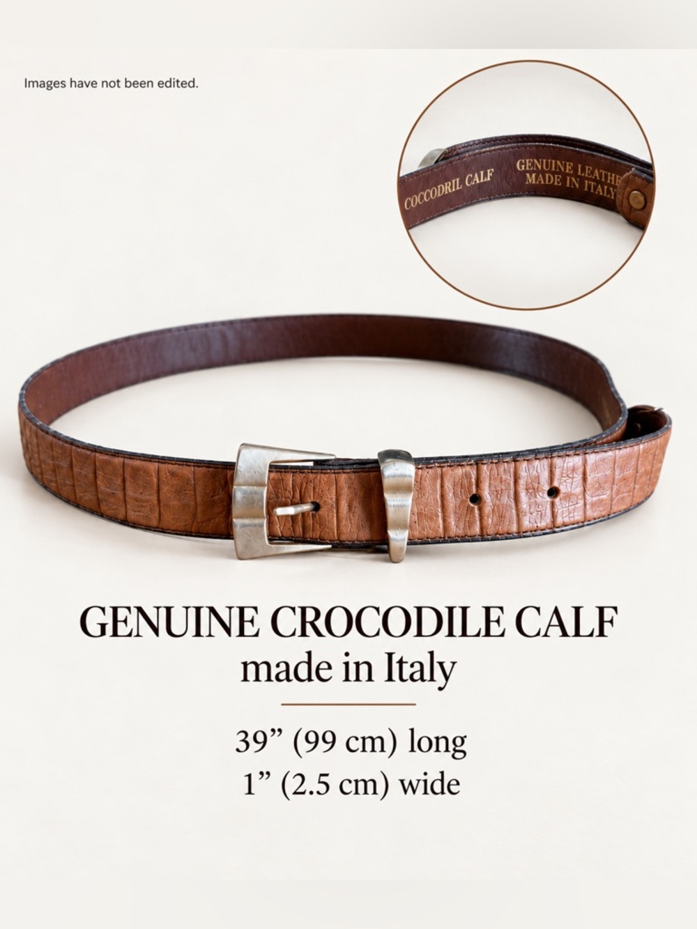 Genuine Crocodile Calf Leather Belt – Made in Italy
